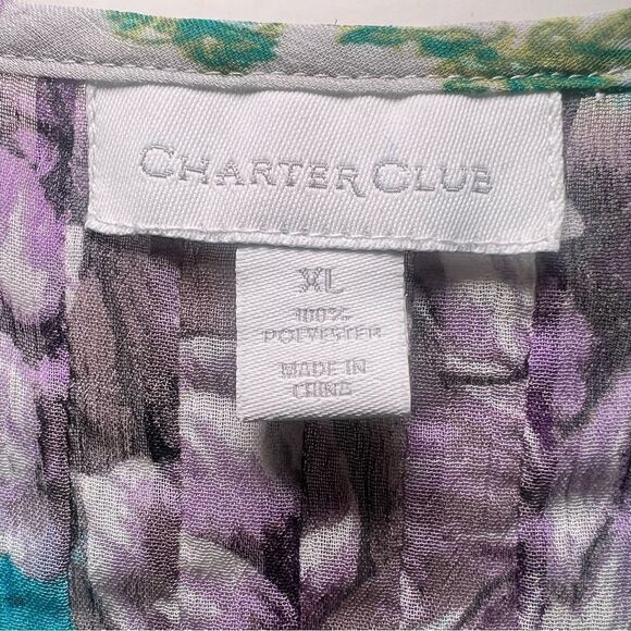 Charter Club Long Sleeve Floral Summer Sheer Lightweight Blouse sz XL - Picture 8 of 9